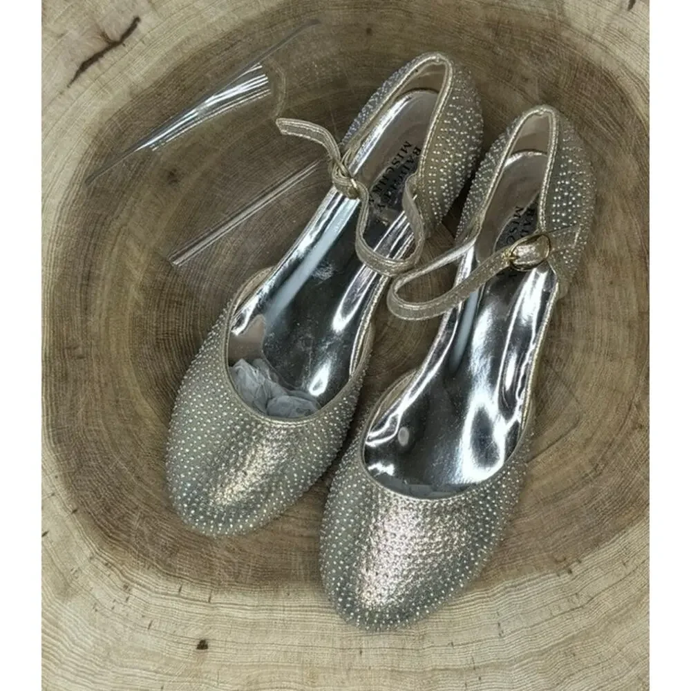 New Gold Rhinestone Shoes - Badgley Mischka (Size 4 )
